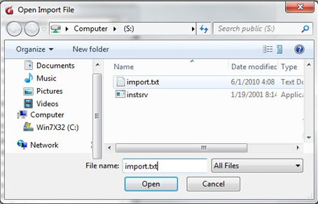 Import File Window